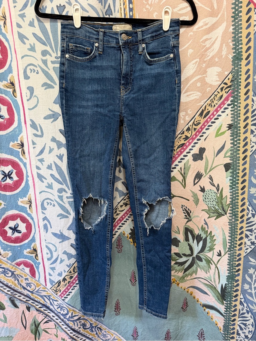 Free People High-Rise Distressed Skinny Jeans
